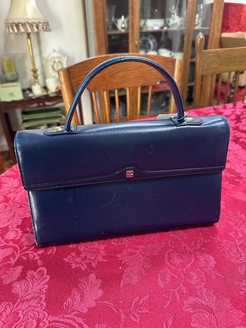 Givenchy Blue Leather East West Top Handle Bag
